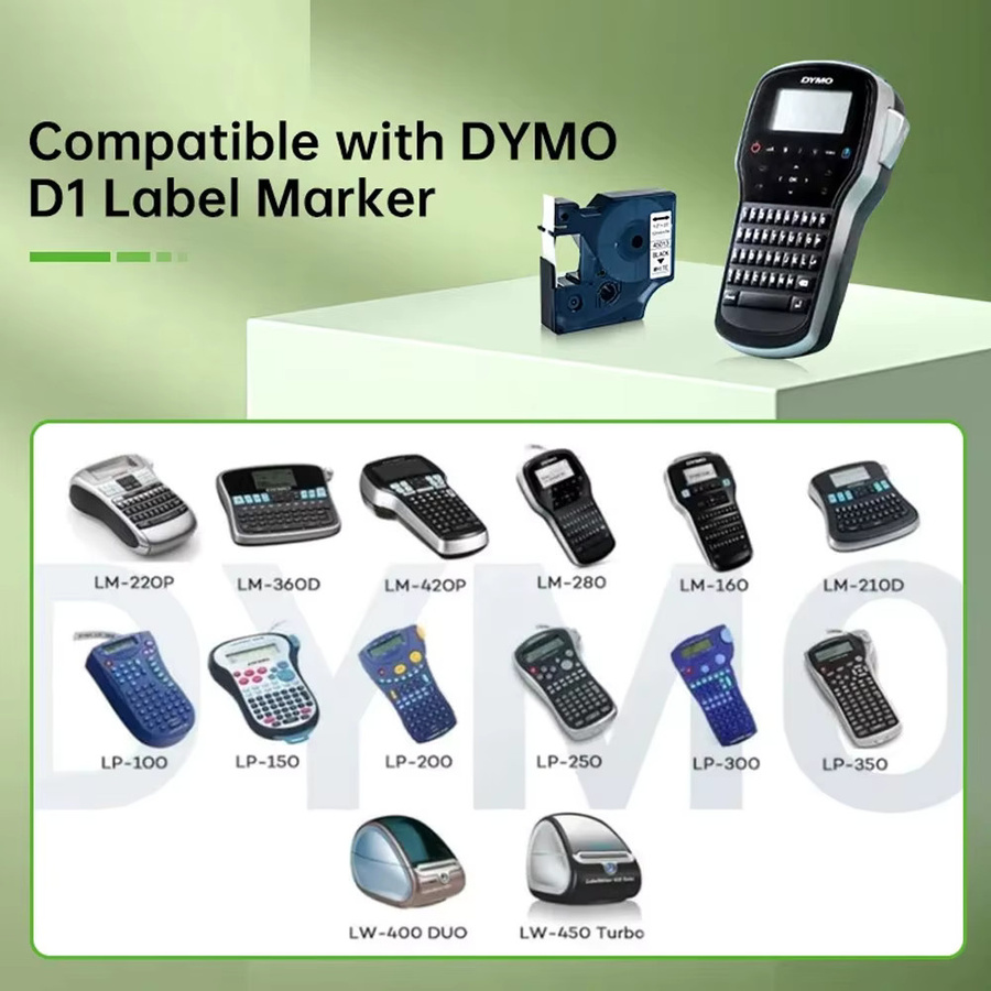 Dymo D1 Etikettenband Schwarz auf Weiß, 12 mm für Dymo LabelManager und Etikettendrucker - Bild 3