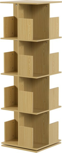 HOMCOM Drehbares Bücherregal 360 Grad mit 4 Ebenen und 16 Fächern in Eiche, B/T/H: 39 x 39 x 128,3 cm - Bild 1