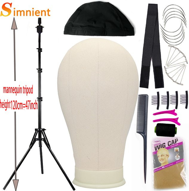 Simnient Trainings-Mannequin-Kopf aus Leinwand, Styling-Übungskopf mit Stativ - Bild 1