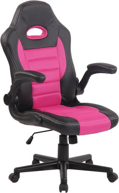 TPFLiving Bürostuhl Jonas in Pink aus Kunstleder mit Armlehnen und Rollen, B/T/H: 60,0 x 66,0 x 128,0 cm - Bild 1