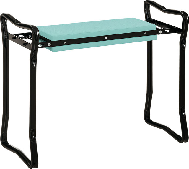 Outsunny Garten-Kniebank klappbar mit Kissen aus Stahl und EVA, Schwarz-Grün - Bild 1