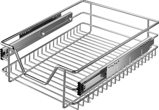 Casaria Teleskopschublade aus Stahl in Silber, Breite: 44,0 cm, Tiefe: 29,0 cm, Höhe: 14,0 cm - Bild 1