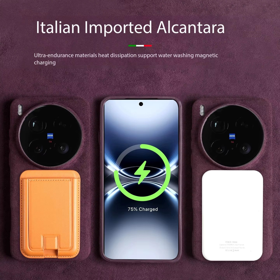 Original Alcantara Magnetische Hülle für Vivo X300 Ultra Pro X300s mit MagSafe, Vollständig abdeckende Leder-Handyhülle in Grün - Bild 2