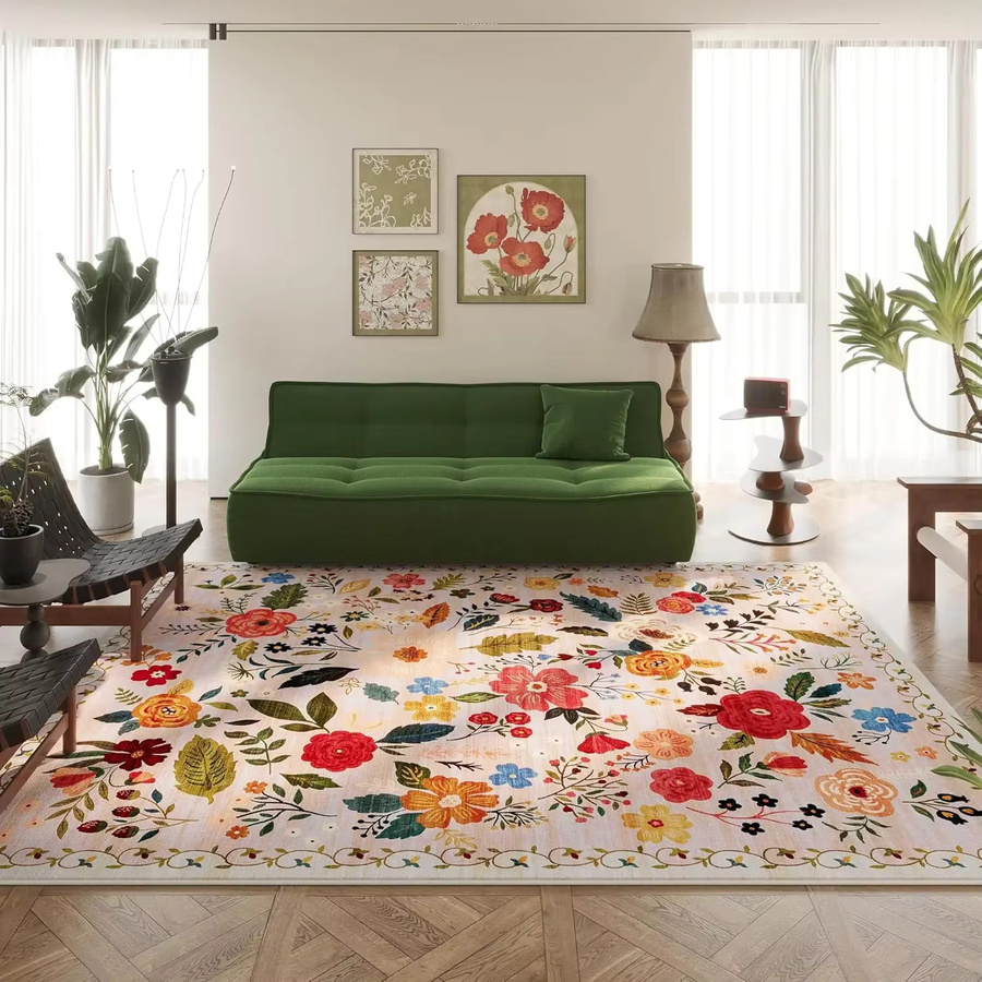 VIKAMA Teppich mit Boho-Blumenmuster, maschinenwaschbar und rutschfest, ideal für Küche oder Eingangsbereich - Bild 4