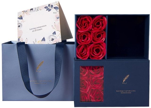 Uffrah Delnar Schmuckbox mit echten Ewigkeitsrosen in Schwarz Double Sword Design - Bild 1