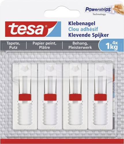 Tesa Klebenagel verstellbar für Tapeten und Putz in Weiß, 4 Stück - Bild 1