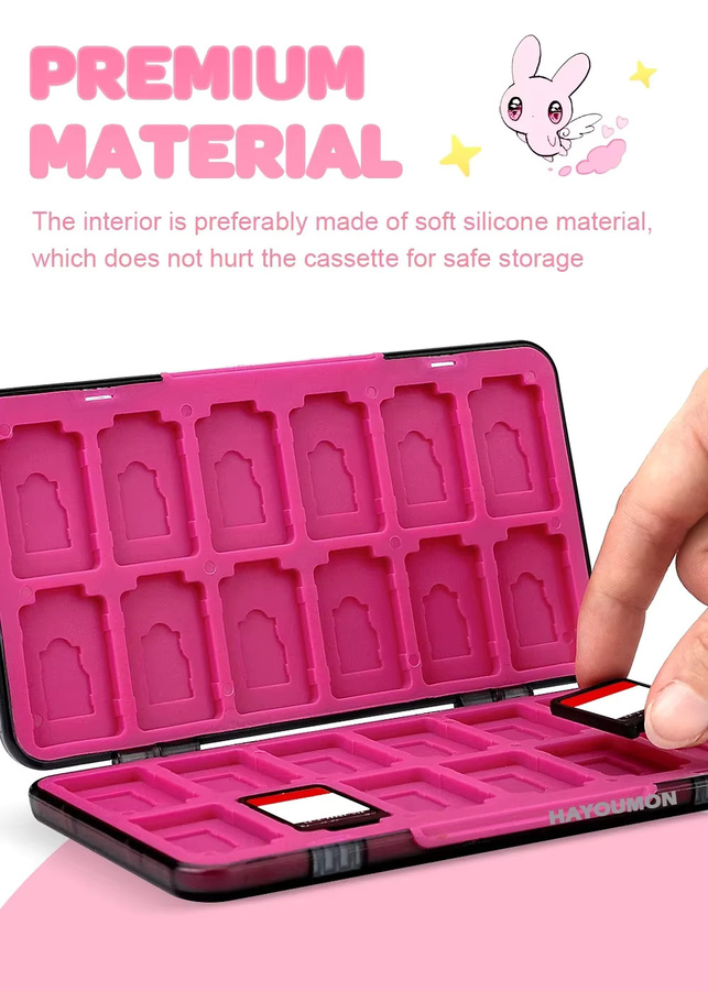 Ispoofer Magnetische 3D-Soft-Lederhülle für Nintendo Switch mit 24 Spielkartenfächern und 24 Micro-SD-Kartenfächern in Lila - Bild 4
