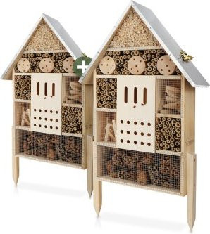 WILDLIFE HOME Insektenhotel XXL stehend aus Holz und Metall in Braun, 2 Stück