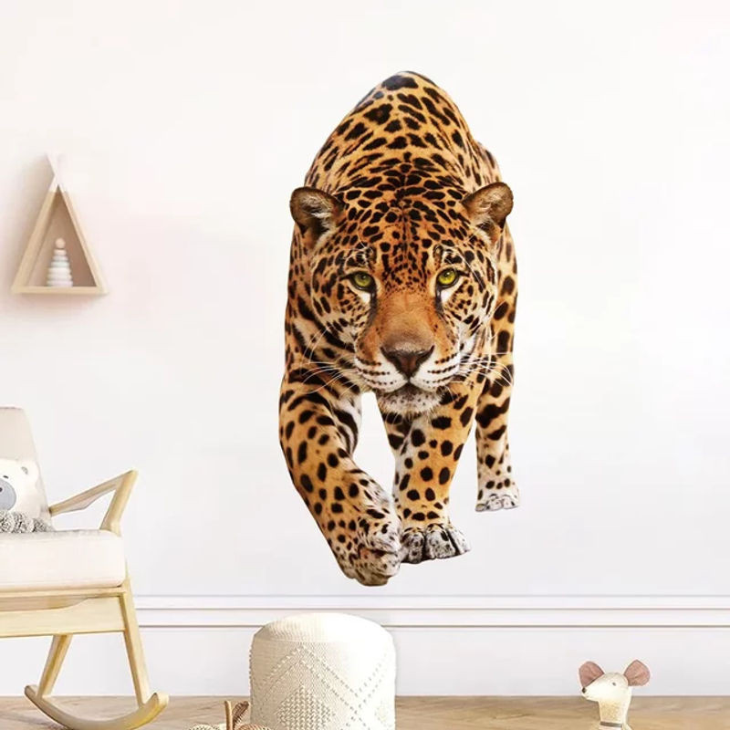 BRUP Aquarell Leopard Wandaufkleber Realistisches Tier Motiv in Braun und Mehrfarbig für Kinderzimmer und Wohnzimmer - Bild 1
