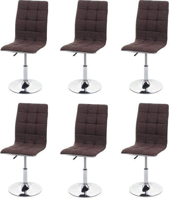 CHEFGASTRO 6er-Set Esszimmerstühle Modern in Rehbraun mit gestepptem Rautenmuster, Stoff und Metall, B/T/H: 43 x 54 x 103 cm, Sitzhöhe: 41 cm - Bild 1