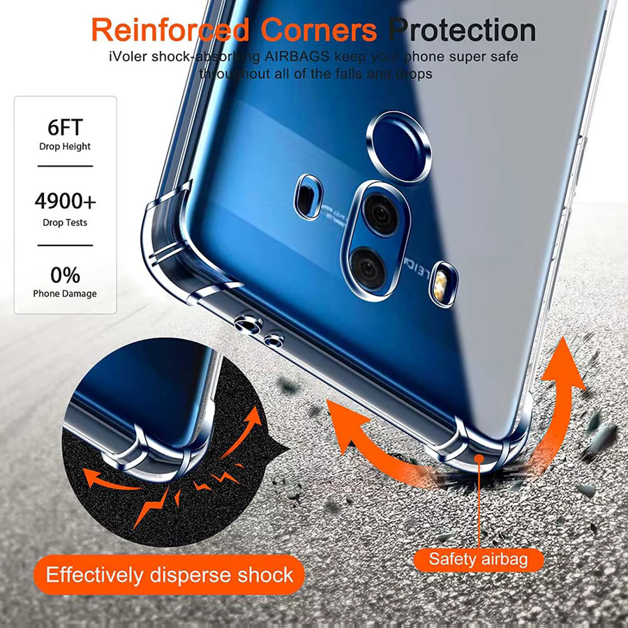 Stoßfeste Air-Bag Schutzhülle für Huawei Mate 10 Pro bis Mate 60 Pro, transparente Handyhülle mit 1,5 mm Dicke - Bild 2