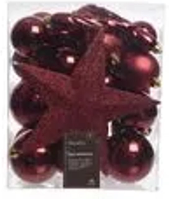 Kaemingk Weihnachtsbaumkugeln Rot, 33 Stück, Bruchfest, Durchmesser: 8 cm - Bild 1