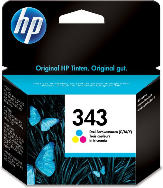 Original HP Tintenpatrone 343 Tri-Colour Cyan Magenta Gelb C8766EE mit 7ml - Bild 1