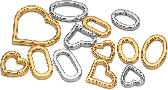 Luksteel Verbinder, ovales Herz, 18 Karat vergoldeter Edelstahl, 2 Stück - Bild 1