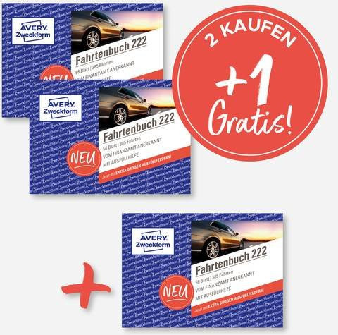 Avery Zweckform Fahrtenbuch 222-3P Set, 3 Stück, DIN A6 quer, mit Ausfüllhilfe, FSC-zertifiziertes Papier - Bild 1