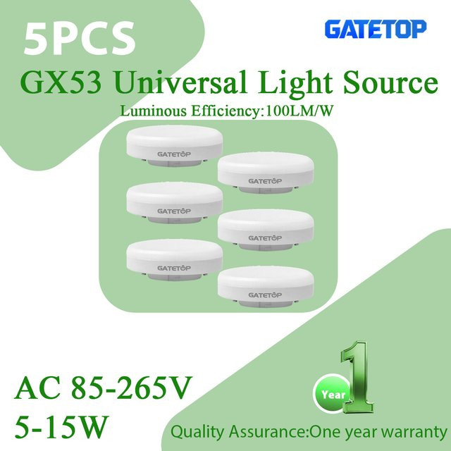 5er Set LED Strahler GX53 Weitspannung AC85-265V in verschiedenen Leistungsstufen und Lichtfarben Warmweiß, Kaltweiß oder Naturweiß - Bild 1