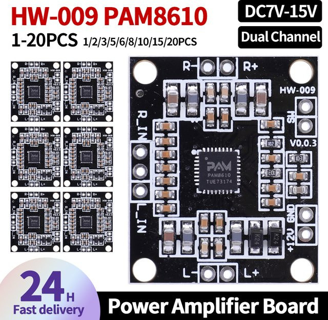 LAIMANEI PAM8610 Digitaler Audio Verstärker Modul Klasse D Stereo 2x15W Schwarz - Bild 1