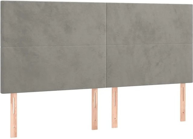 vidaXL LED Kopfteil aus Samt in Hellgrau mit USB-Ladeport, Breite: 200 cm, Tiefe: 5 cm, Höhe: 118 cm - Bild 1