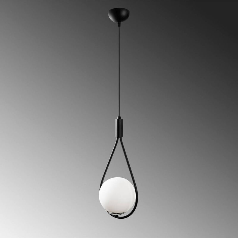Opviq Pendelleuchte Mudoni in Schwarz aus Eisen und Glas mit E27 Fassung, B/T/H: 15 x 15 x 136 cm - Bild 2