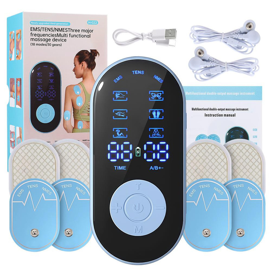 6 Modi TENS Elektrischer Muskelstimulator Dual-Kanäle EMS NMES, blau - Bild 4