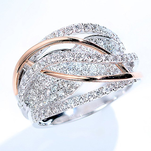 Huitan Ringe, Bicolor, Silber, Rose Gold, Zirkonia, Damen - Bild 1