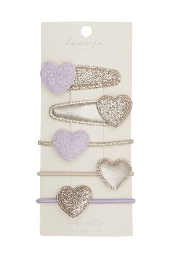 Leevje Haarspangen Lavender Teddy and Heart Mix - Bild 1