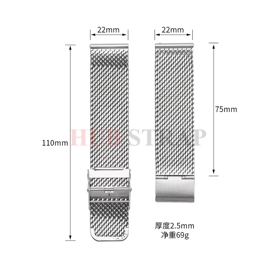 Uhrenarmband Mesh Milanese, Edelstahl, Silber, 18mm 20mm 22mm 24mm - Bild 2