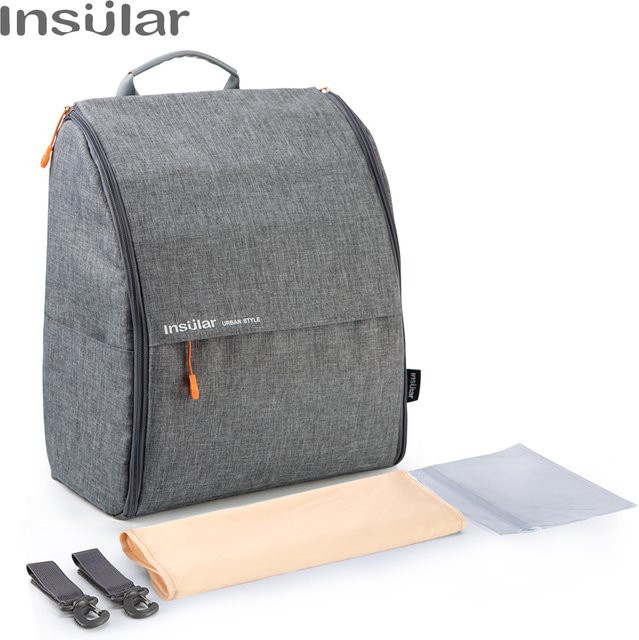 Insular Windeltasche als Rucksack für Kinderwagen und unterwegs in Blau und Grau - Bild 1