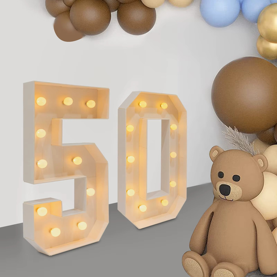 Bymaocar LED-Zahlen Deko in Weiß für Geburtstag und Hochzeit, Höhe: 100 cm - Bild 1