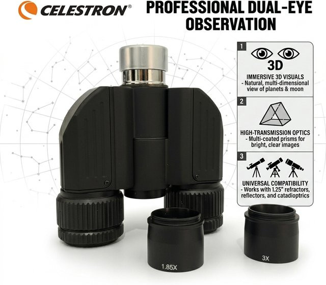 Celestron Astronomisches Teleskop-Okular Doppel-Binokularkopf in Schwarz - Bild 1
