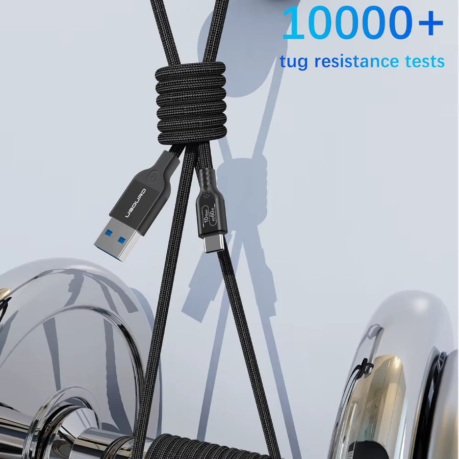 UGOURD USB-A auf USB-C Kabel USB 3.2 Gen2 mit 10 Gbit/s Datenübertragung und PD 60W Schnellladefunktion in Schwarz - Bild 5