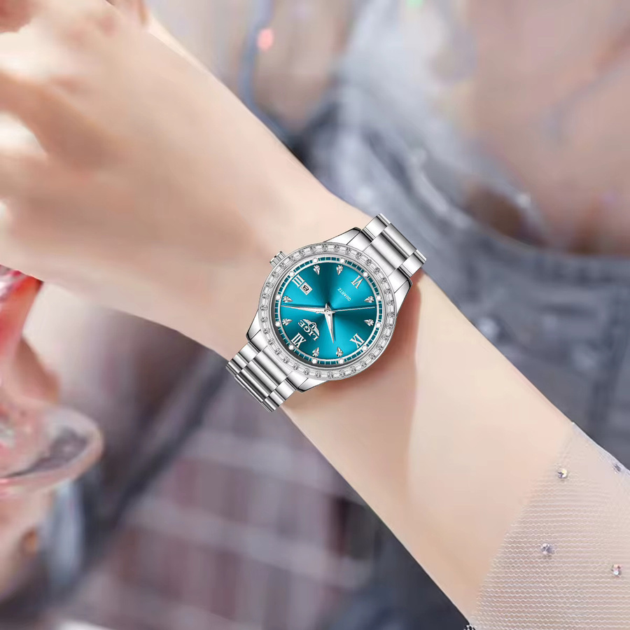 LIGE Armbanduhr Edelstahl, Quarz, Diamant, Blau, Damen - Bild 2