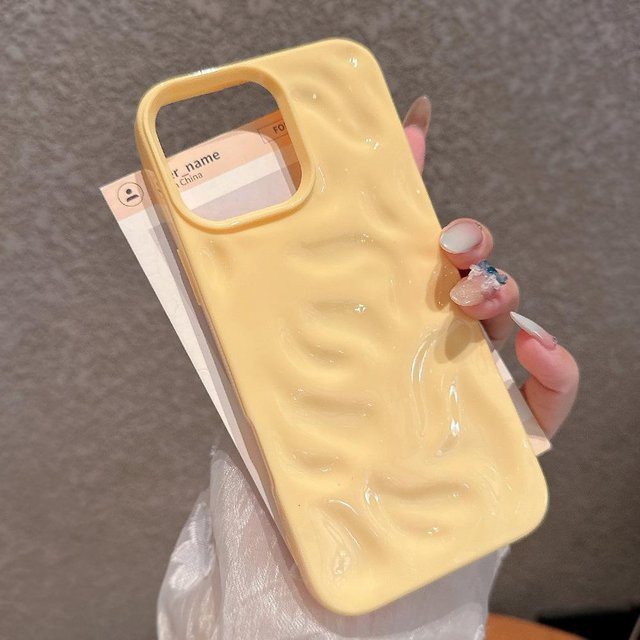 Silikon Schutzhülle mit Wellenfaltmuster für Apple iPhone 11 bis 17 Pro Max Plus in Gelb - Bild 1