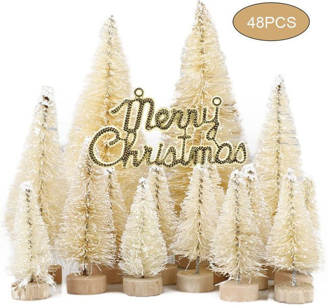 GoolRC Weihnachtsbaum aus Sisal mit Holzfuß in Beige für die Tischdekoration - Bild 1