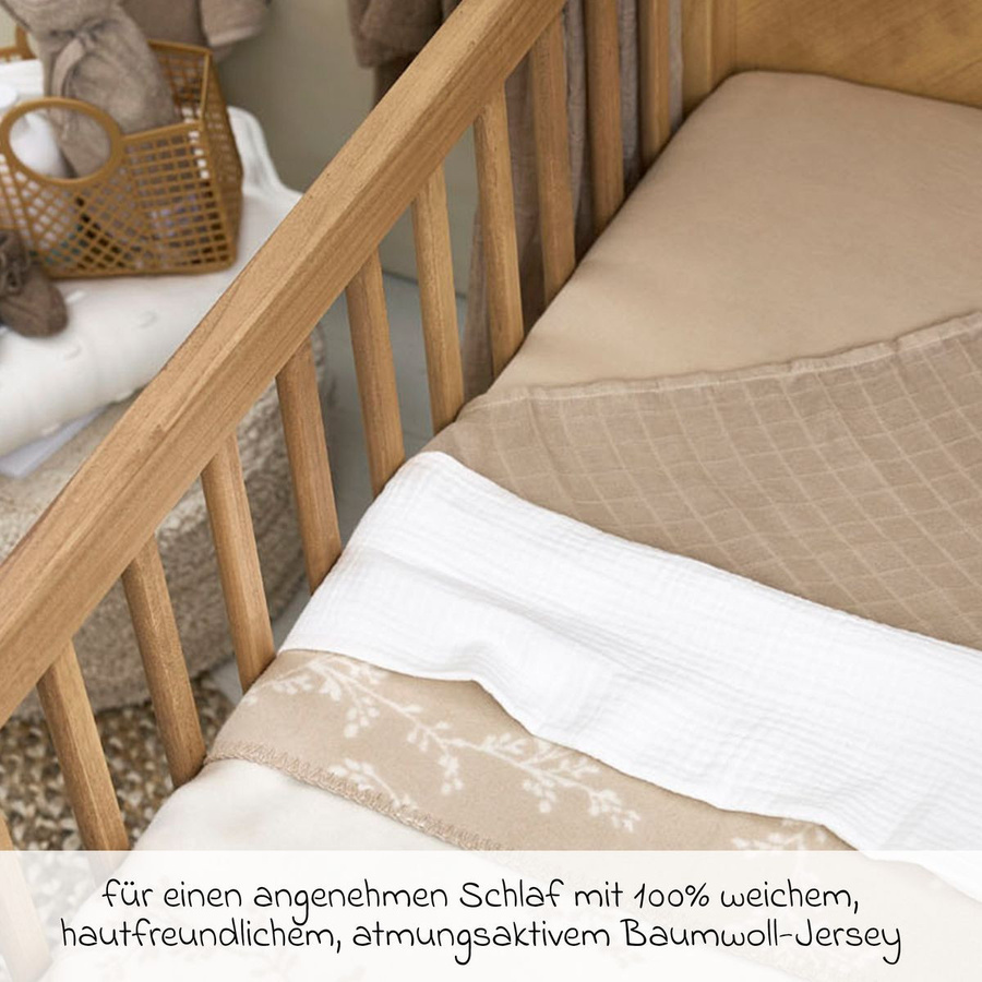 Meyco Spannbetttuch aus Jersey für Kinderbetten in Sand/Beige, B/T: 70 x 140 cm - Bild 2