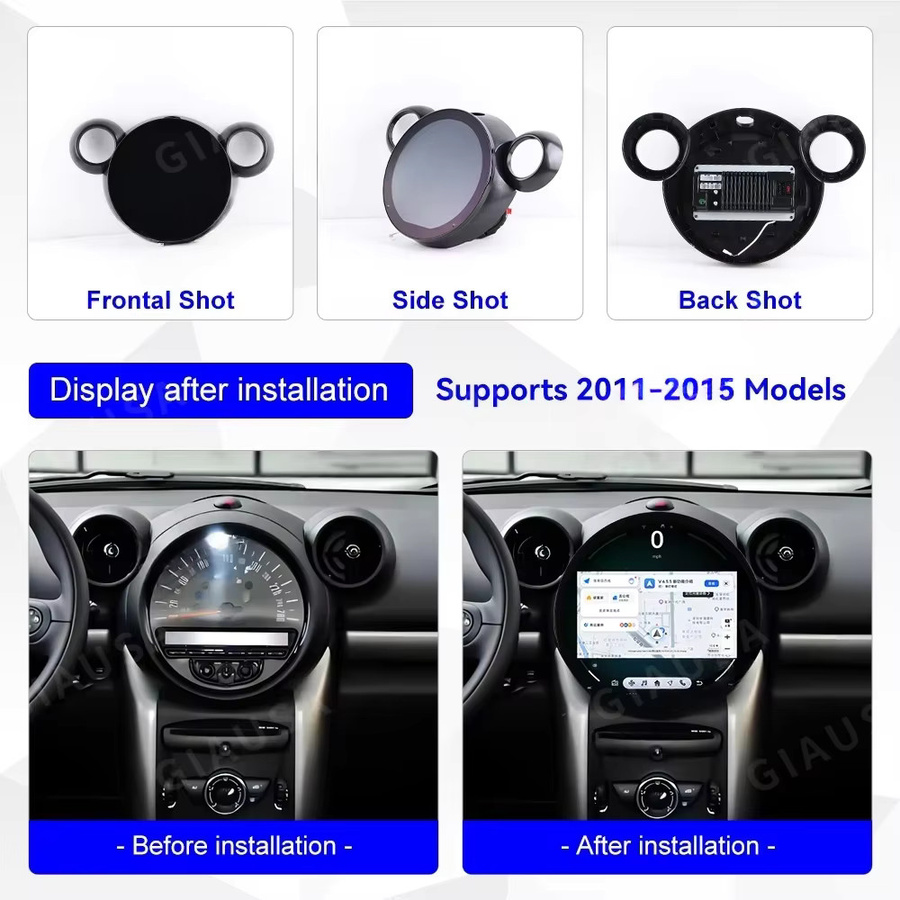 MZ Upgrades Multimedia-Videoplayer mit 11,7 Zoll Display für BMW Mini Cooper R56 R60 R51 (2006-2015) mit Android Auto, CarPlay, GPS und 4G in Schwarz - Bild 2