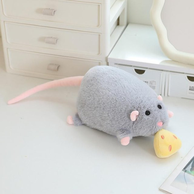 Wucifang Bags Zieh-Käse-Ratte, Plüschtier, 90cm, grau - Bild 1