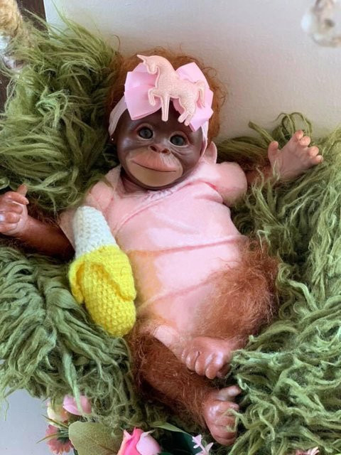 NPK Rosa Silikon-Affen-Reborn-Puppen, Niedliche Reborn-Babypuppen, 46 cm - Bild 1