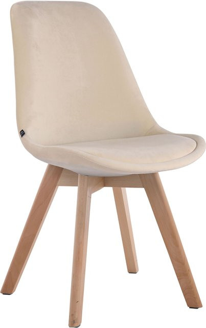 TPFLiving Besucherstuhl Bornova Two in Samt mit Holzgestell in Creme und Beige - Bild 1