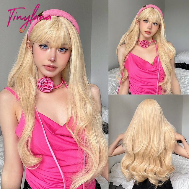 TINY LANA Perücke, blonde Wellen mit Pony, synthetisch, Damen - Bild 1