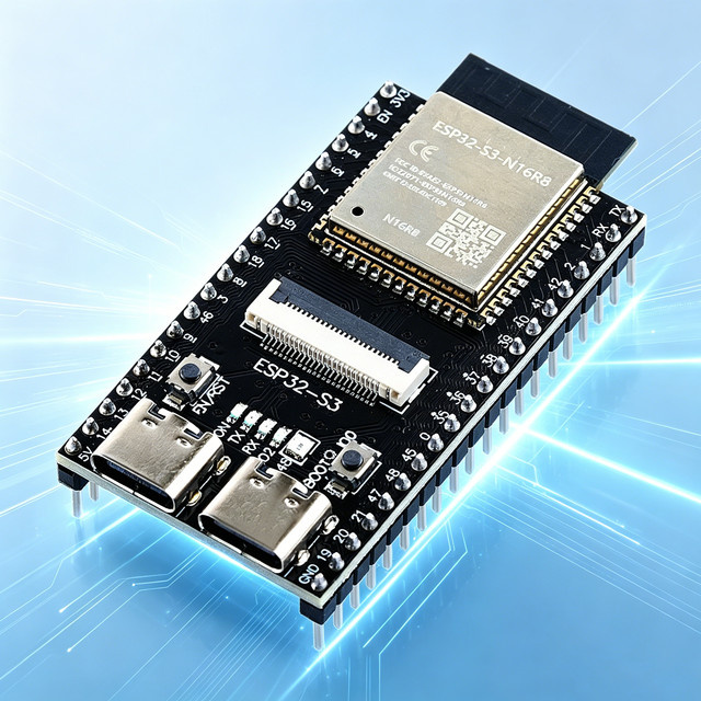 ESP32-S3 CAM Entwicklungsboard Modul N16R8 mit OV2640 Kamera, 2,4G WLAN und Bluetooth, 16MB Flash, 8MB PSRAM, Farbe: Schwarz - Bild 1
