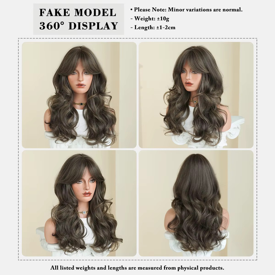 7JHH WIGS Perücke, dunkelbraun, gewellt, Damen - Bild 3