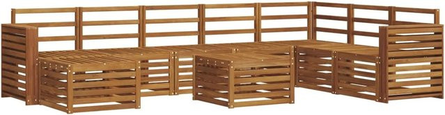 vidaXL Sofagarnitur aus Massivholz Akazie in Natur Braun im L-Shape Design mit Tisch und Latten-Design - Bild 1
