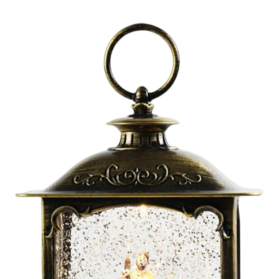 Kesoto Weihnachtliche Spieluhr Laterne in Rot und Gold, batteriebetriebenes rotierendes Nachtlicht aus Metall als dekoratives Ornament für dein Zuhause - Bild 5