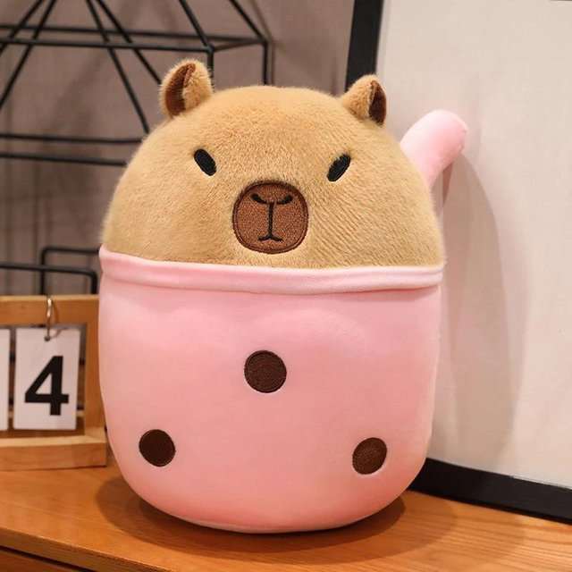 Kidsly Capybara Milchtee, Plüschtier, rosa, 20cm - Bild 1