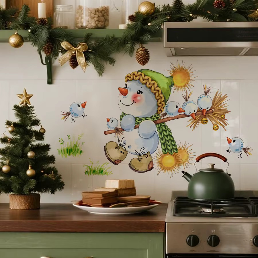 BRUP Weihnachtlicher Schneemann Wandaufkleber mit Besen in Mehrfarbig für deine Weihnachtsdekoration - Bild 3