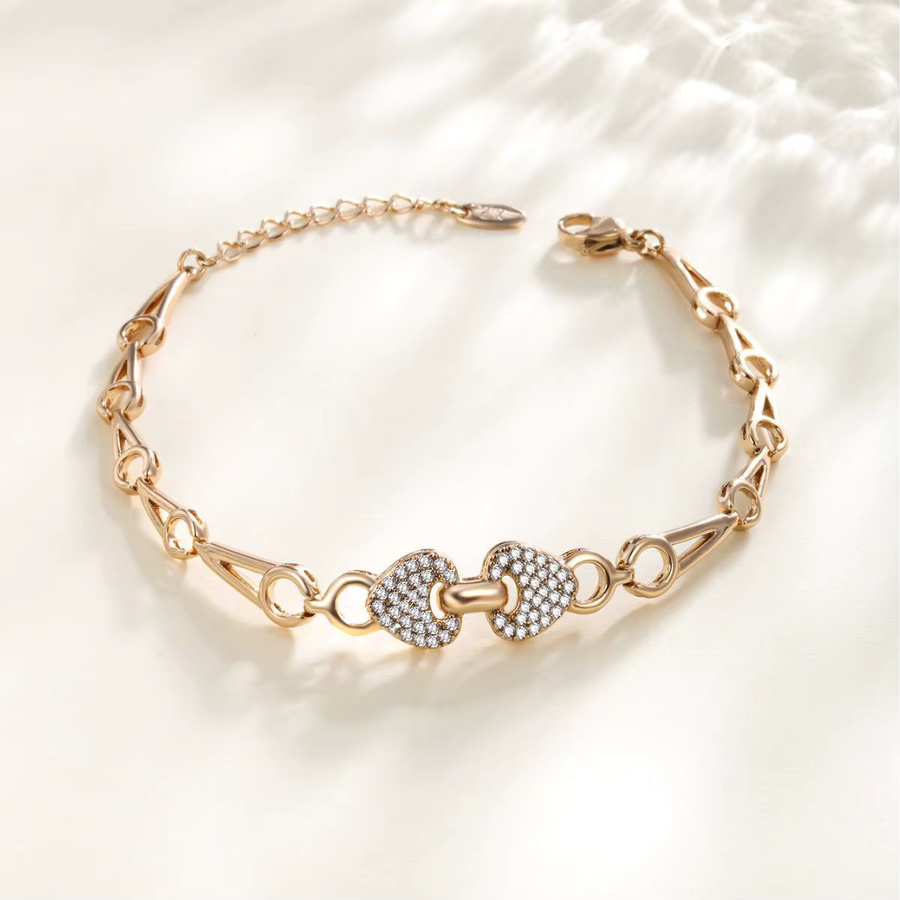 XP Jewelry Armband, Zirkon-Doppelherz-Knoten, 18 Karat vergoldet, Damen - Bild 1
