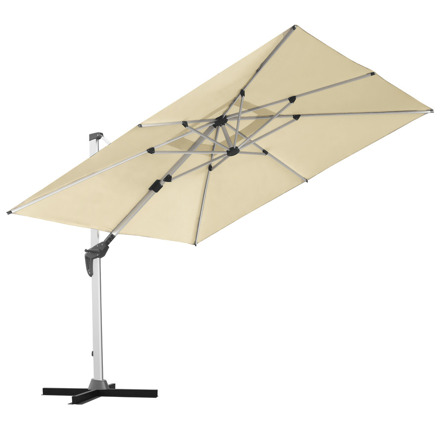 anndora Ampelschirm Aluminium Natural in Beige, 3 x 3 m quadratisch, 360 Grad drehbar und schwenkbar neigbar mit UPF 50 Polyesterbespannung - Bild 1