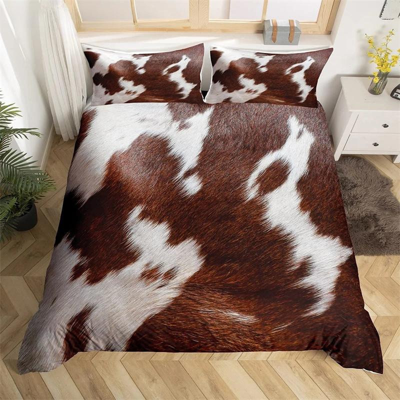 Kuhfell King Queen Bettwäscheset Patchwork Kuhfellmuster mit Reißverschluss, 2er-Set, B/H: 70 x 133 cm - Bild 1