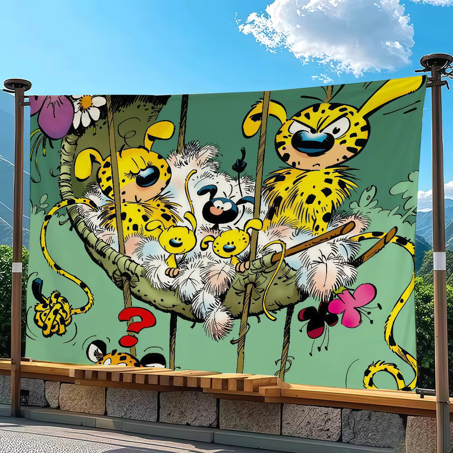 Warner Bros. Marsupilami Flagge mit Cartoon-Tierprint in Multicolour, Rechteckige Wanddeko aus Textil, Breite: 60 cm, Höhe: 40 cm - Bild 4